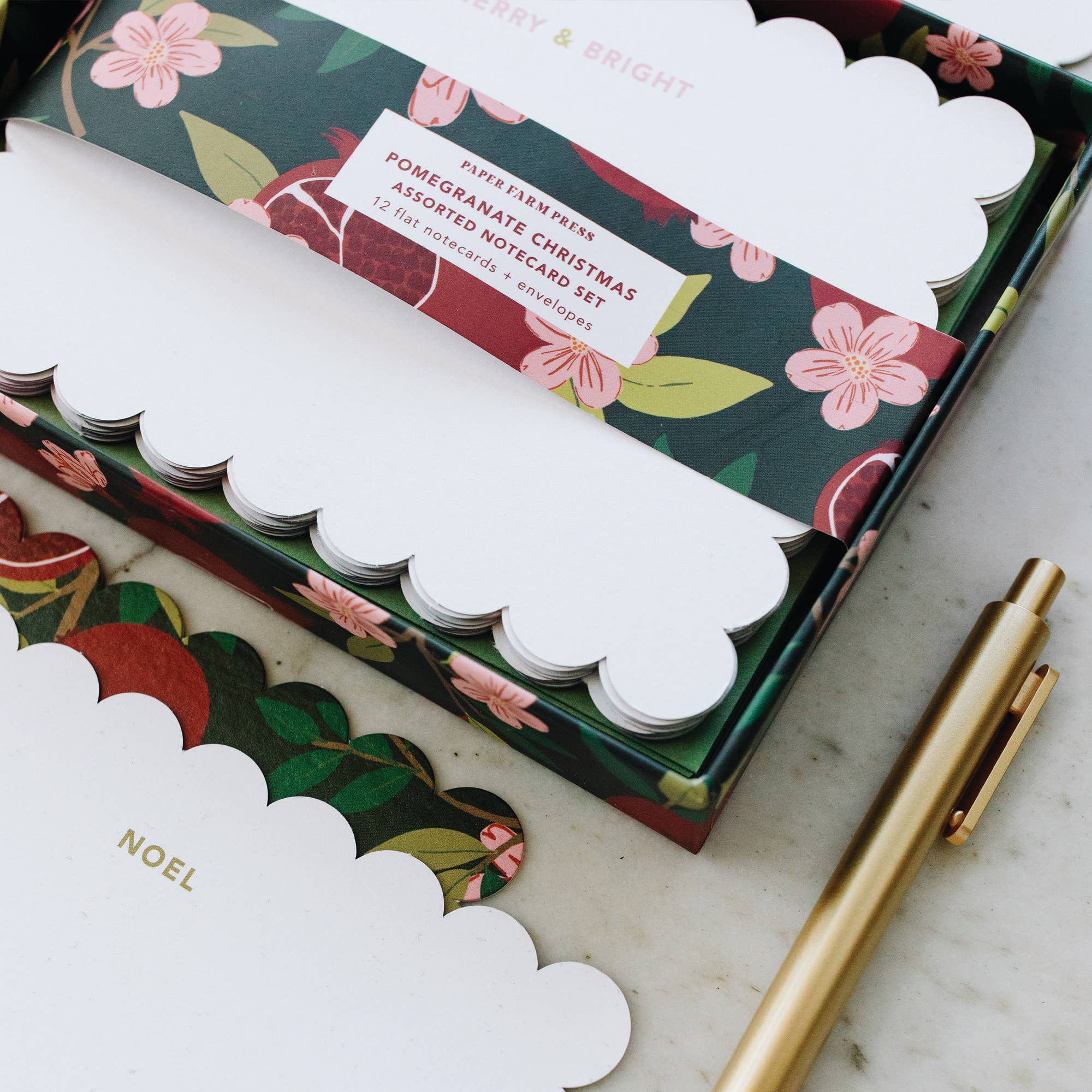 Paper Farm Press - Wholesale Stationery/Notecard Set - Pomegranate Christmas Assorted Notecard Set3