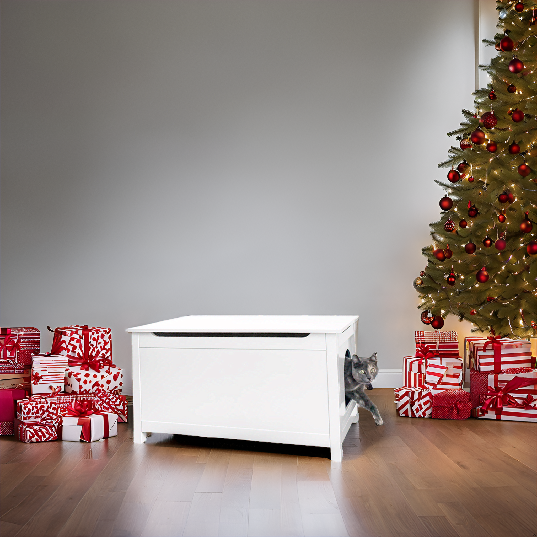 Designer Pet Products, LLC - Wholesale Cat Litter Box - Cat Litter Box Enclosure, Dog Proof-White Cat Box,  Stylish 7