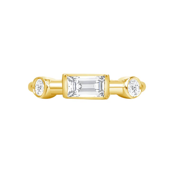 Noah Naadloze Ring – 14K Gouden Baguette & Ronde Edelsteenontwerp voor wholesale door Piercing-zone