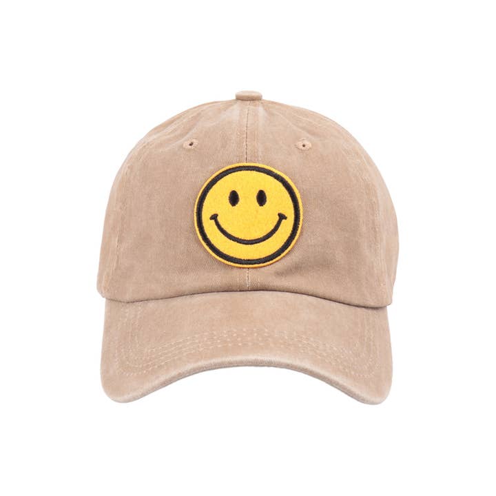 SMILEY ACID WASHED FASHION CAP for wholesale by Love and Repeat