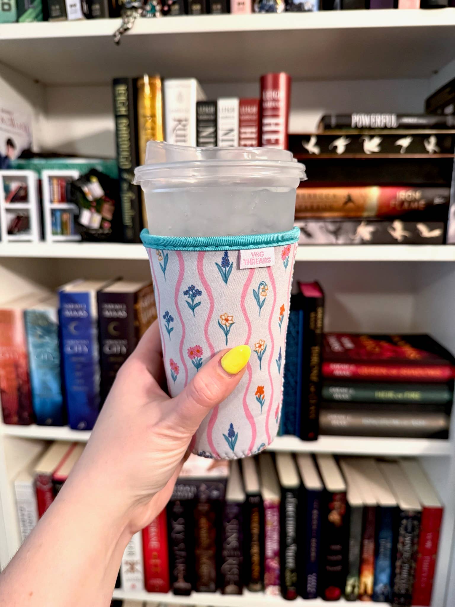 YGG Threads - Wholesale Drink Huggers & Koozies - Wildflower Stripe Iced Coffee Drink Sleeve- Medium