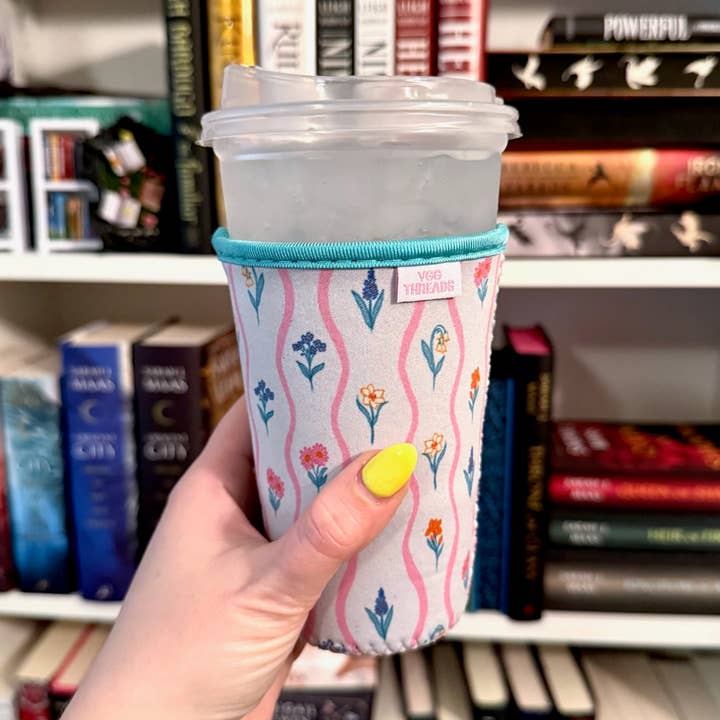 YGG Threads - Wholesale Drink Huggers & Koozies - Wildflower Stripe Iced Coffee Drink Sleeve- Medium0