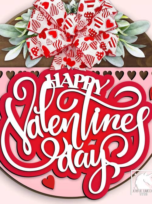 Happy Valentine's Day Door Hanger or Wreath Sign 12 inches for wholesale by Finding Farmhouse Crafts & More