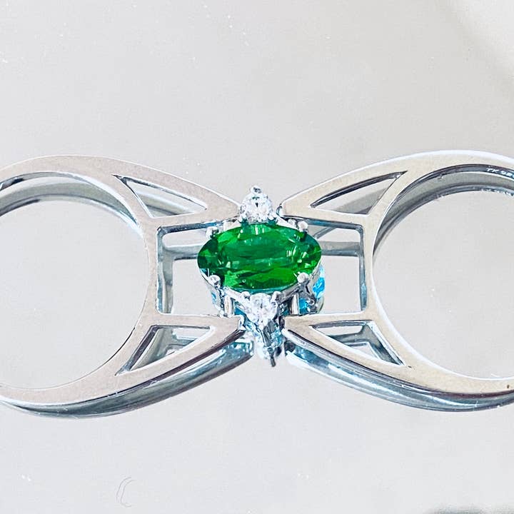 Twan Kee Jewelry - Wholesale Cocktail/Statement Ring - Helenite Oval Flip Ring in Sterling Silver Forest Green/Blue4