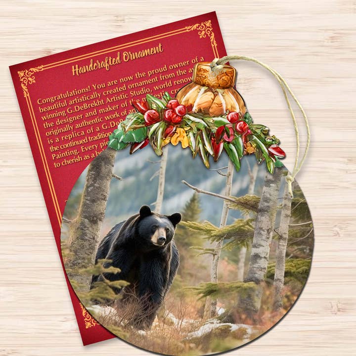 Designocracy – Ornamento por atacado – Ornamentos de madeira Black Bear Harmony Alaska por G.Debrekht6