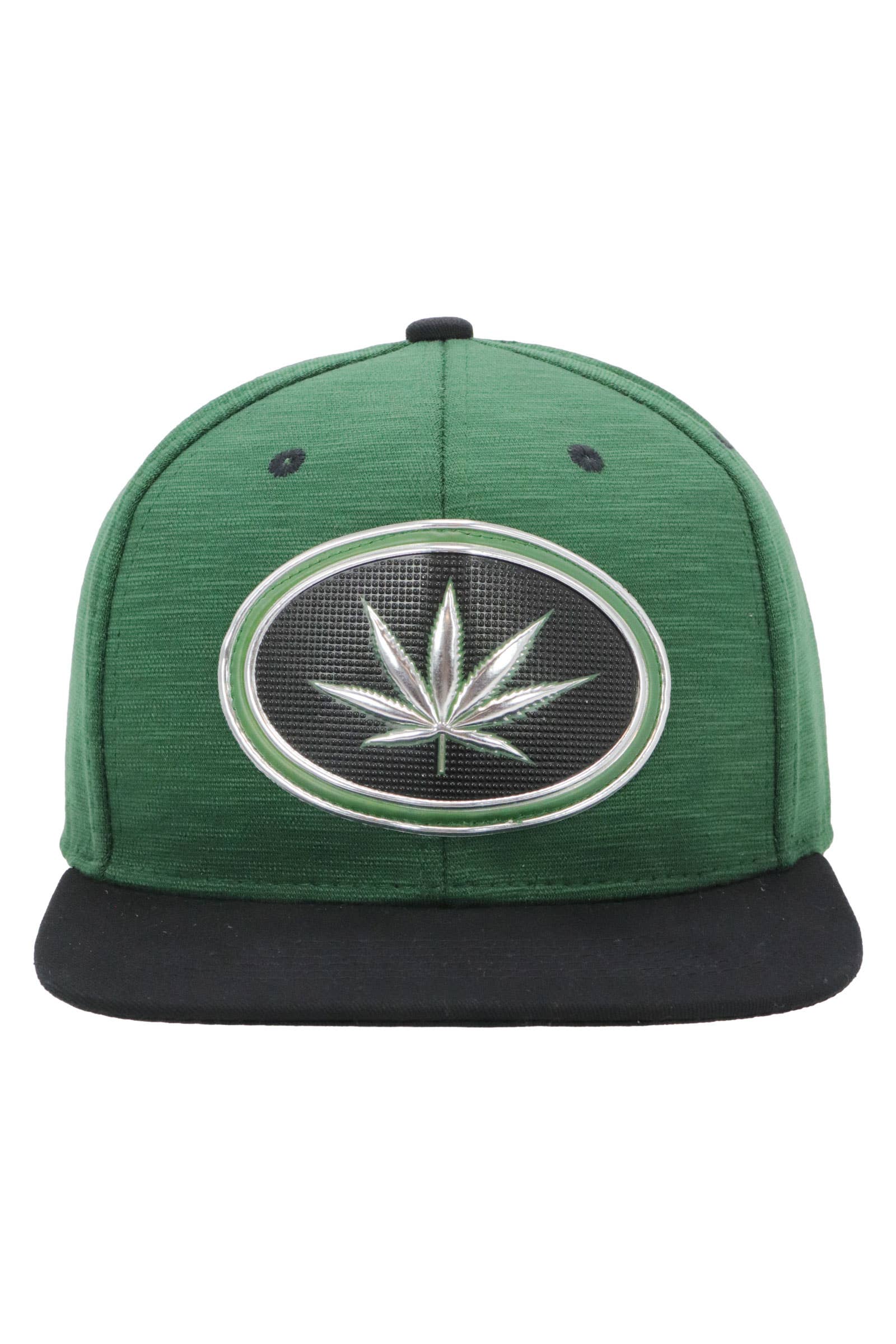Cap Zone - Wholesale Flat Brim Cap - Unisex - Marijuana Chrome Logo Tweed Flat Brim Cap5