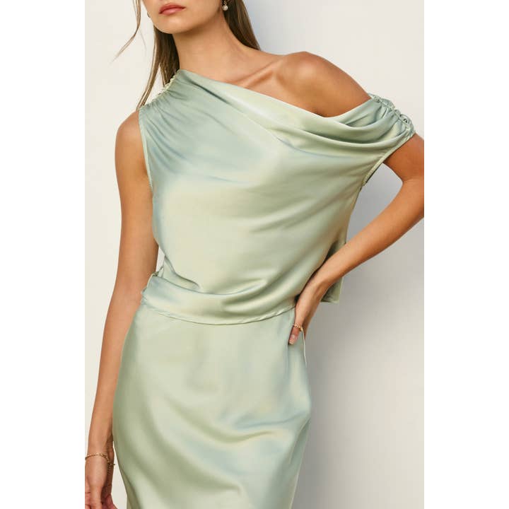 Dress Forum - Wholesale Blouse - Women's - Dull Satin Asymmetrical Shoulder Top29