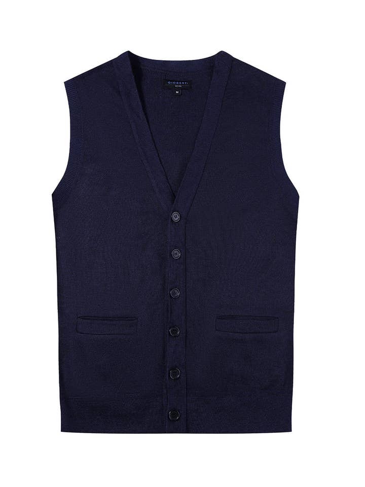 Men's V Neck Vest Button Two Pocket Inside Vest Sweater Knit for wholesale by Setco.26