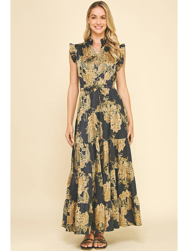 PINCH - Wholesale Dress - Women's - FLORAL PRINT TIERED MAXI DRESS - 3775DQ6
