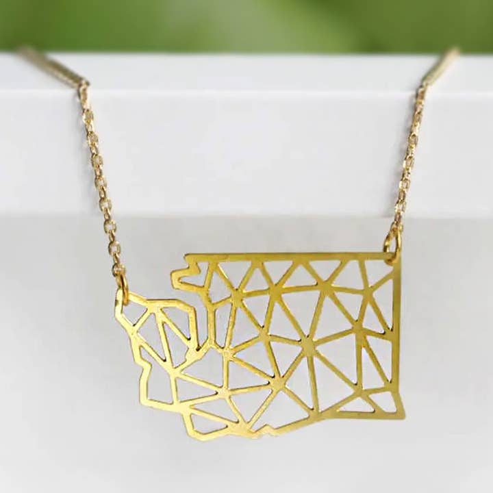 Washington State geometrisk halskæde for engroshandel hos A Tea Leaf Jewelry