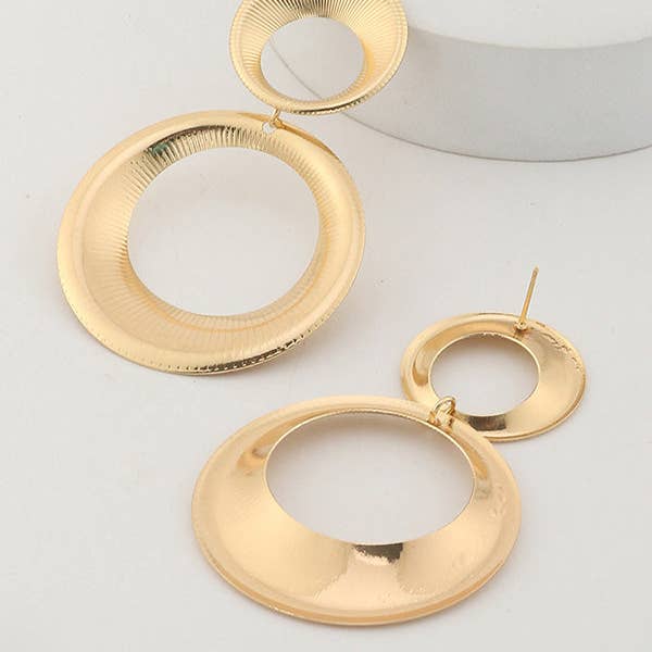 GOLD Statement Hollow Solid Color Geometric Earrings Accessories for wholesale on Faire4