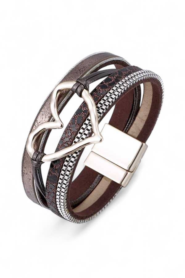 Artini Accessories - Wholesale Bangle Bracelet - Heart Charm Mix Media Magnetic Bracelet1