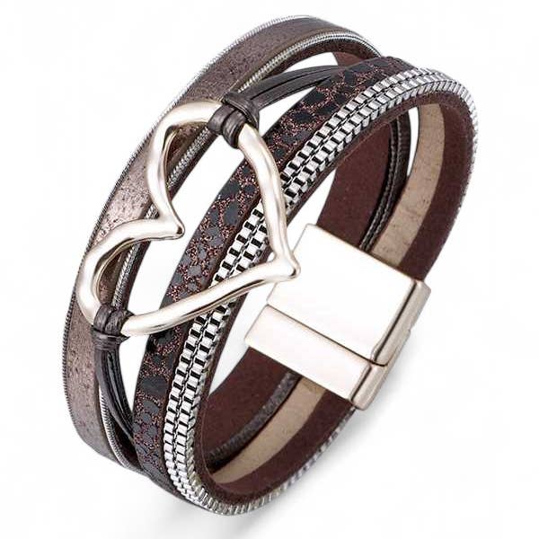 Artini Accessories - Wholesale Bangle Bracelet - Heart Charm Mix Media Magnetic Bracelet1