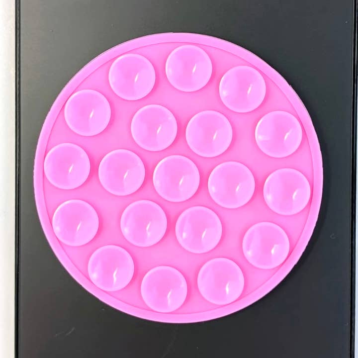 Phone Sticky Grip 2 Sided Suction Pad Round Pink for wholesale by iconic mi