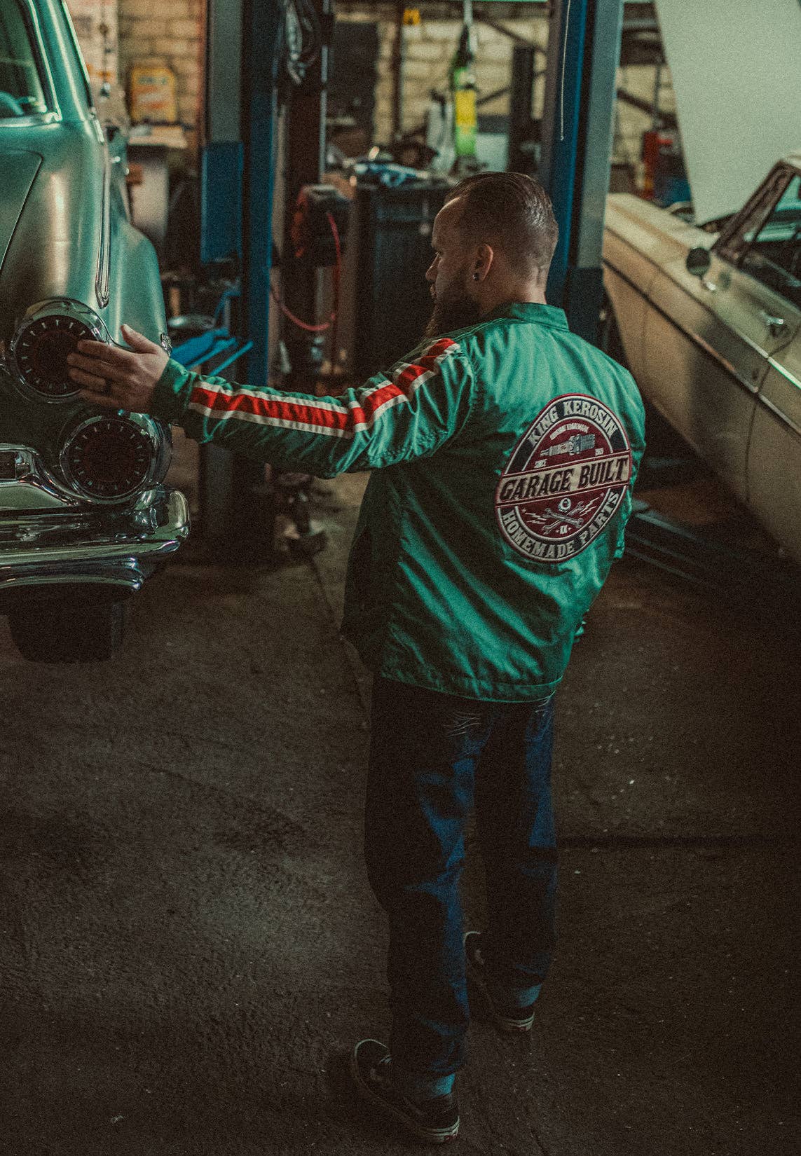greenery Racing Jacket "Garage Built" for wholesale on Faire10