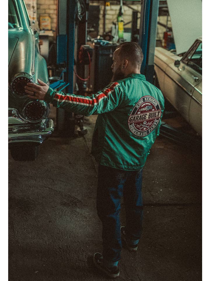 greenery Racing Jacket "Garage Built" for wholesale on Faire10