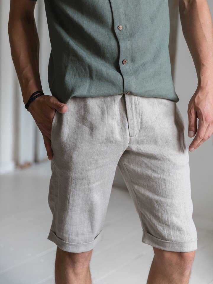 Bermuda in lino per la vendita all'ingrosso da parte di VADU Linen