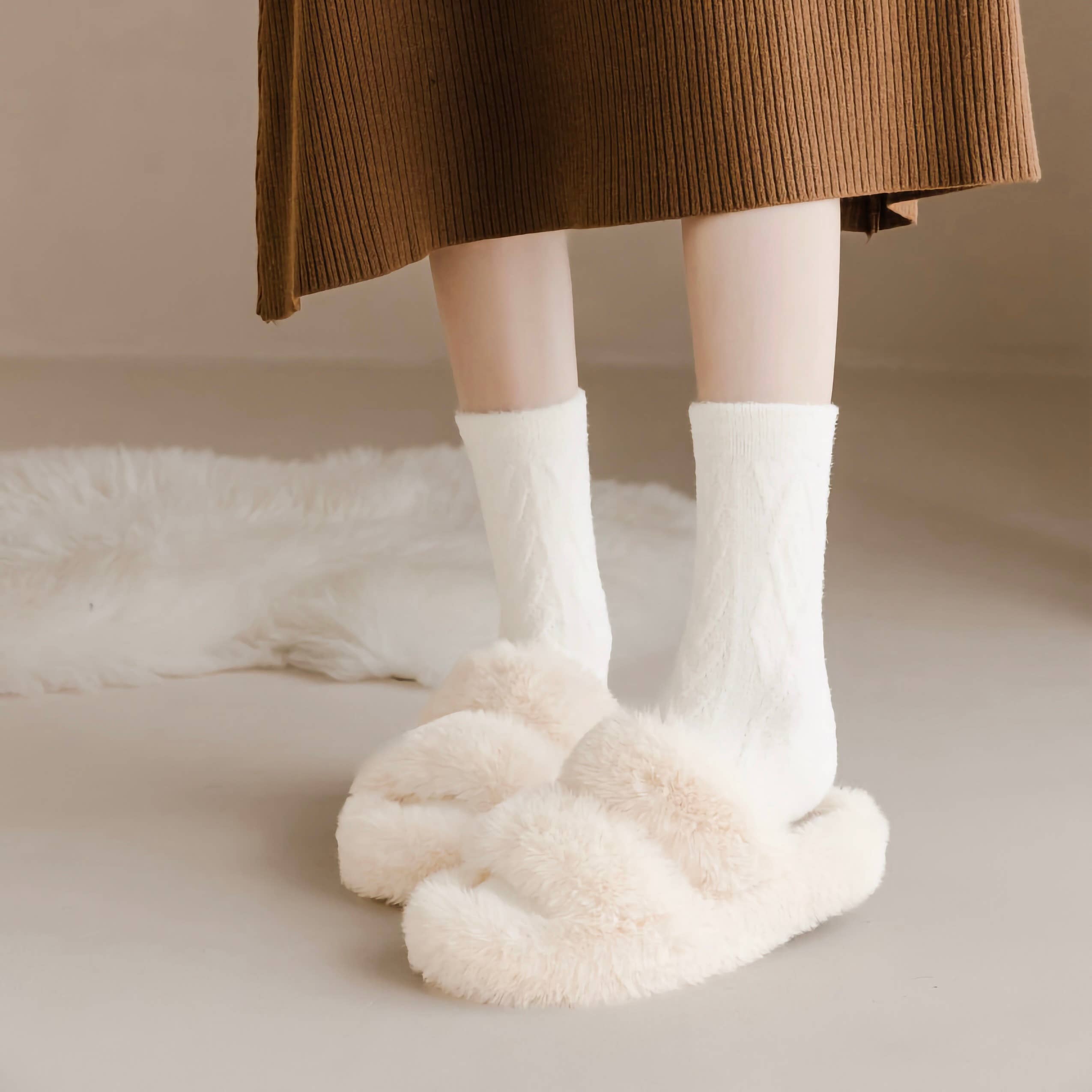 Happy Knits - Wholesale Socks - Women's - Women's Winter Wool Socks - Thick Cable Knit Warm Socks10