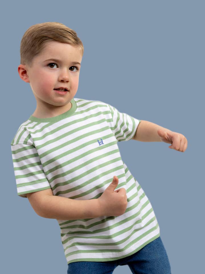 Custi Mikelo: Men's Clothing & Christmas Gifts - Vendita all'ingrosso Maglietta - Bambini - Maglietta a righe verde per bambini | Marsella0