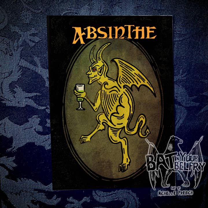 Absinthe Green Demon Art Print voor wholesale door Bat In Your Belfry