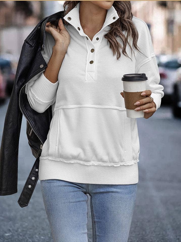 eLook - Wholesale Sweatshirt - Women's - SZ1-SW9112 Exposed Seam Henley Snap Sweatshirt19