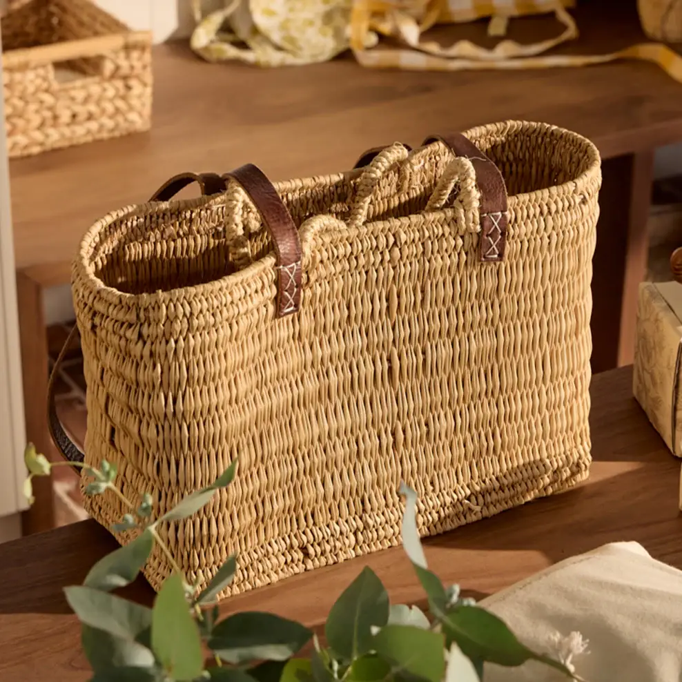 DarKech - Wholesale Beach Bag - REED BASKET WITH LEATHER Handles6