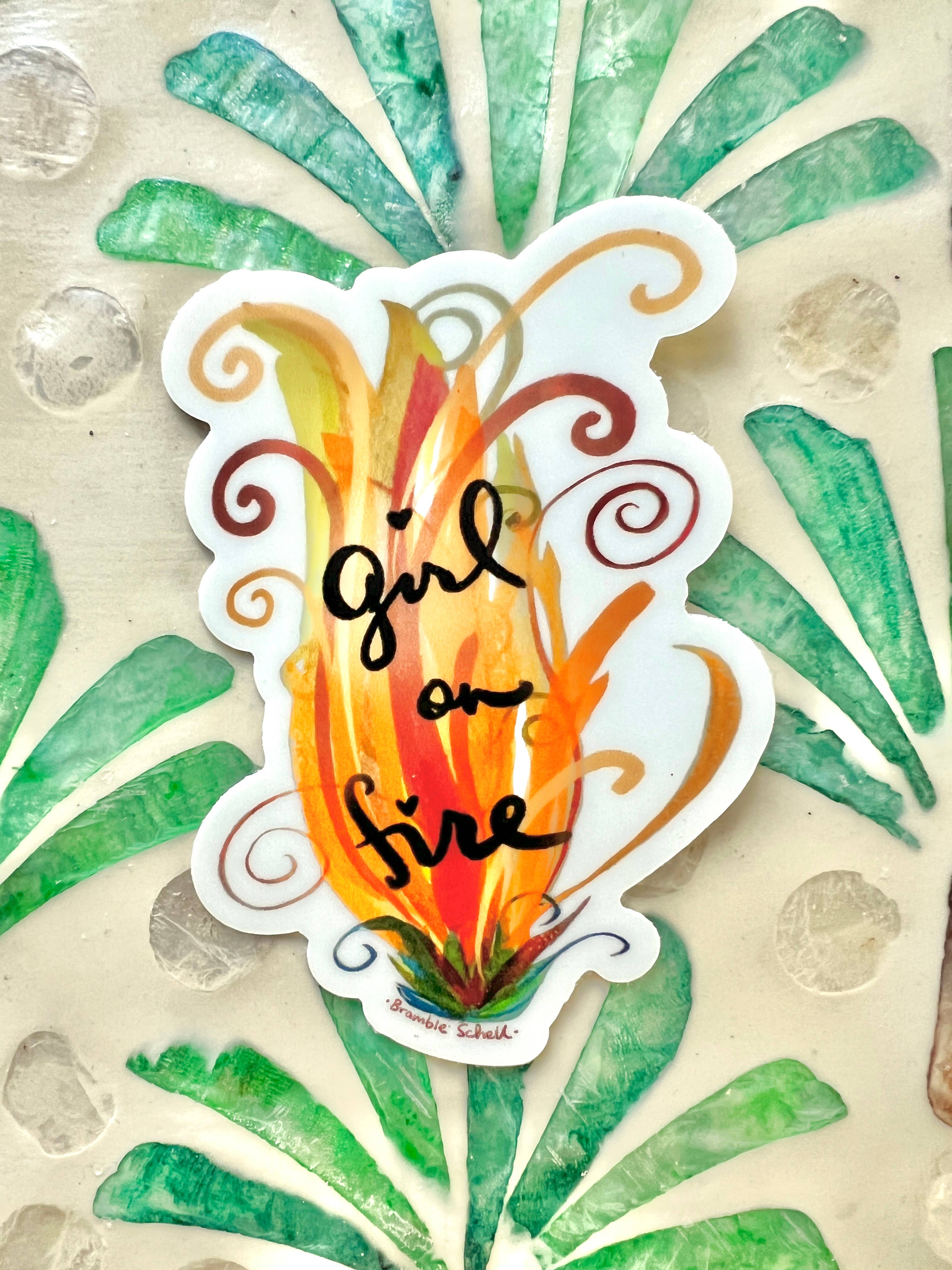 Bramble Schell Studio - Wholesale Sticker - Girl on Fire Vinyl Sticker2