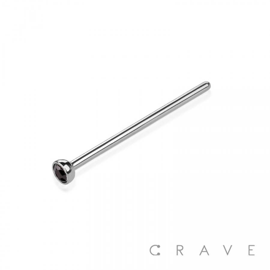 CRAVE – wholesale Nose ring – 316L SS NOSE 15MM STRAIGHT FISHTAIL PIN WITH GEM8