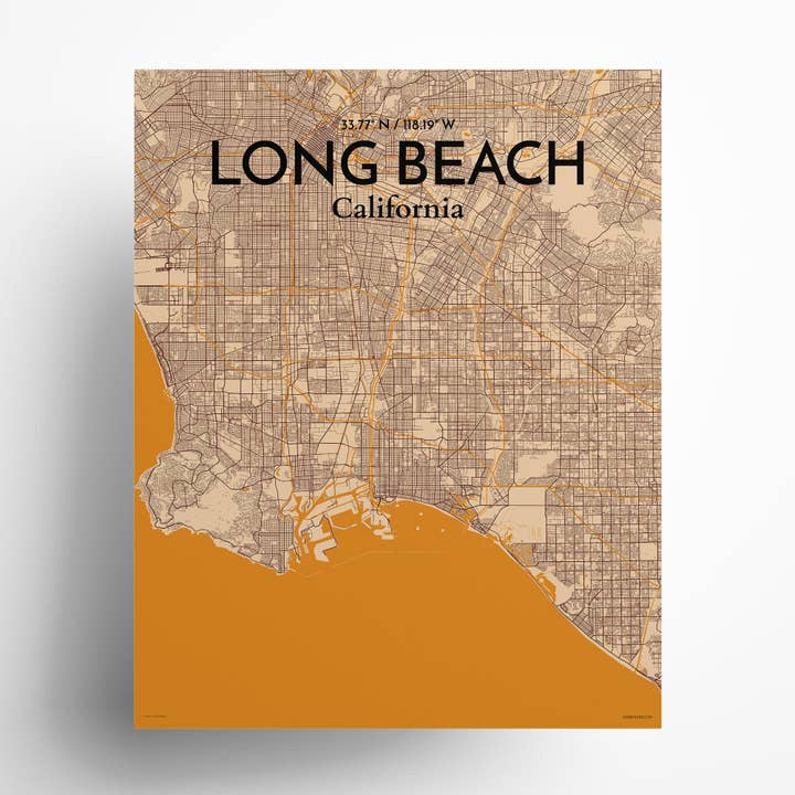 Long Beach City Map Poster for wholesale by OurPoster.com
