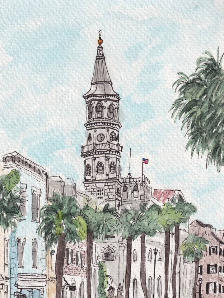 Charleston, SC watercolor art print, Charleston print for wholesale by Alexandra Schmeling Fine Art