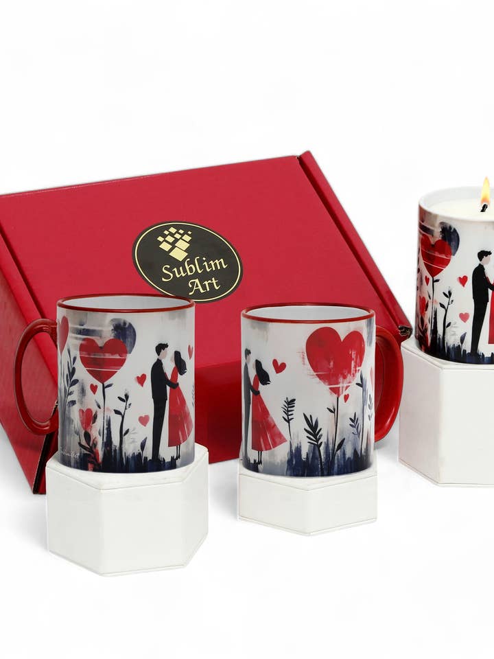 SUBLIMART : LOVE.ly Blundle "Le Jardin LOVE.ly" (Ensemble de 1 Bougie + 2 Tasses) pour la vente par SublimArt