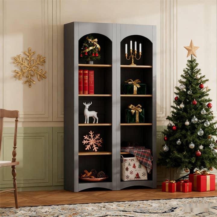 Farmhouse 2 Piece 5 Tier Bookshelf Set Adjustable Shelves and other Purchase Wholesale rustic shelving. Free Returns & Net 60 Terms on Faire trending on Faire.