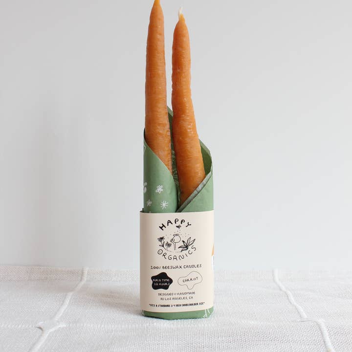Happy Organics - Wholesale Tapered Candle/Candlestick - Carrot Beeswax Candles Taper Pair2