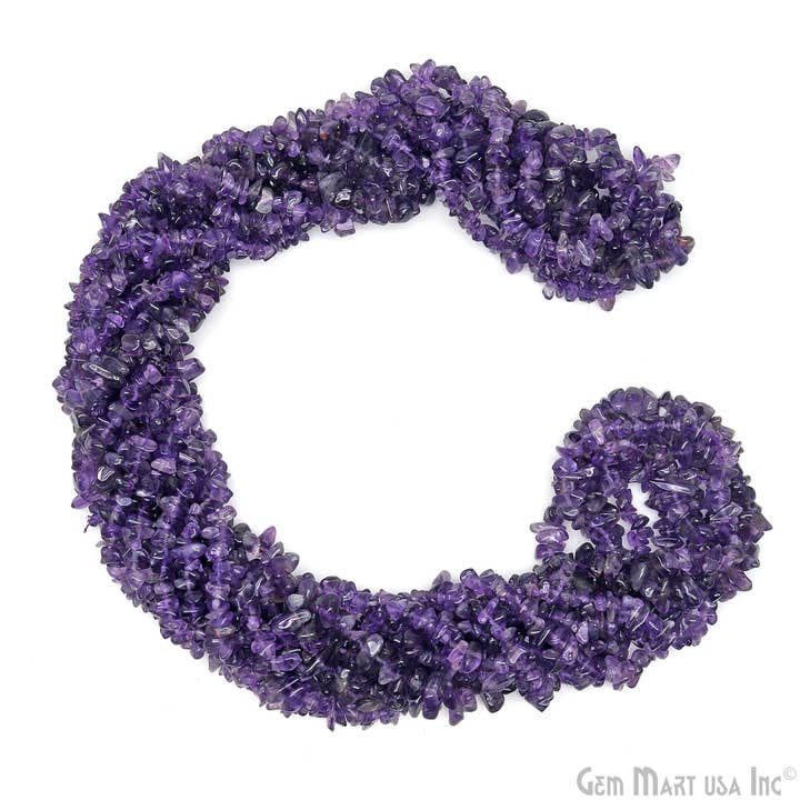 GemMartUSA - Wholesale Beads - Amethyst Chip Beads, Drilled Natural Gemstone, 34 Inch