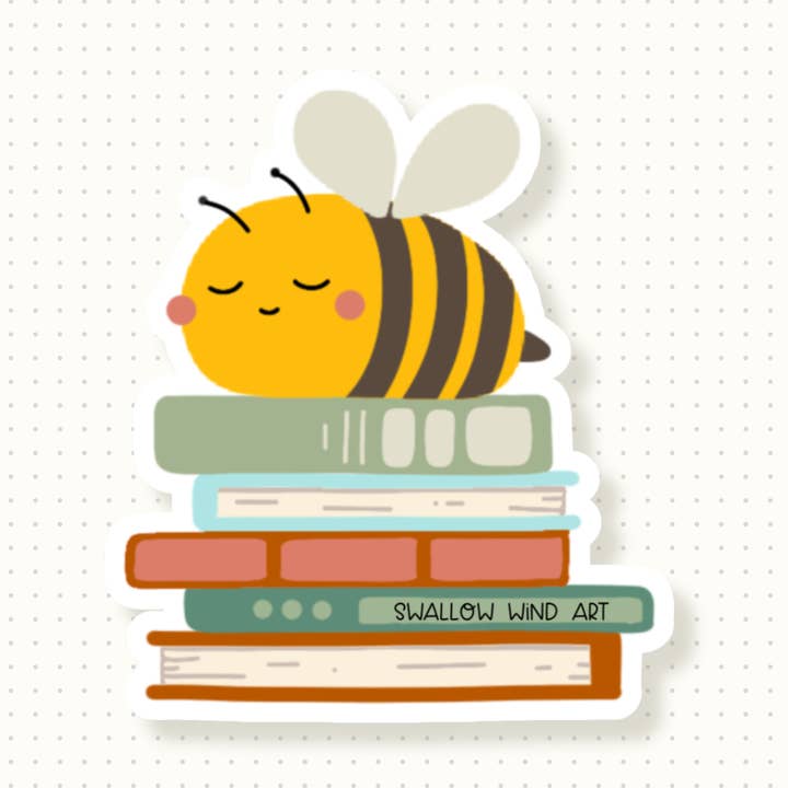 Vinyl Sticker - Bees and Books for wholesale by Swallow Wind Art