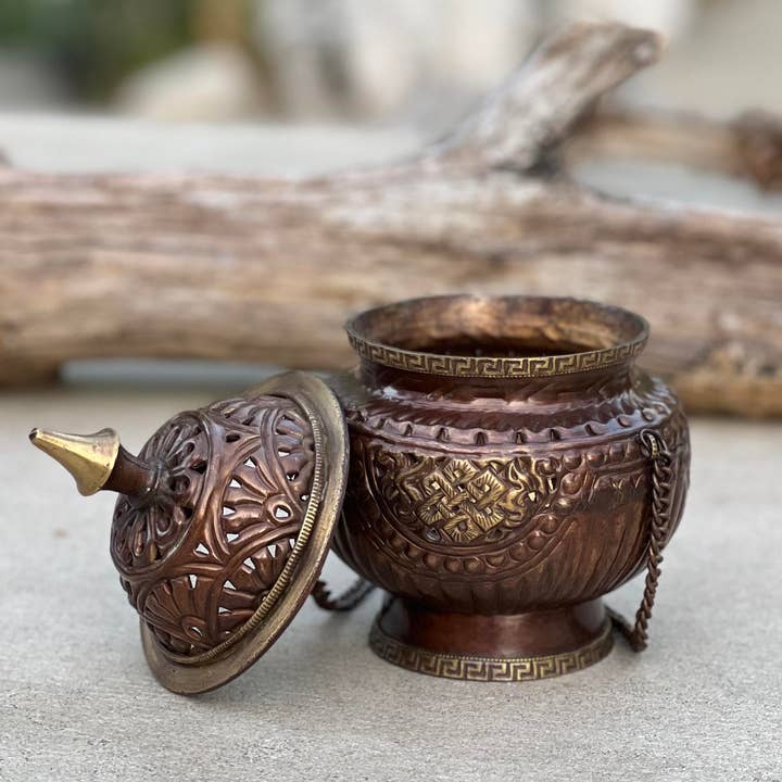 Lungta Imports - Wholesale Incense Holder - Tibetan Hanging incense burner, Cone Charcoal Incense Resin
