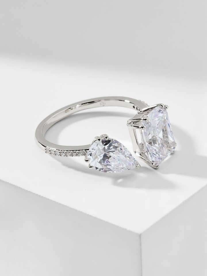 A LA CARTE EMERALD AND PEAR DUO CZ RING for wholesale by NADRI