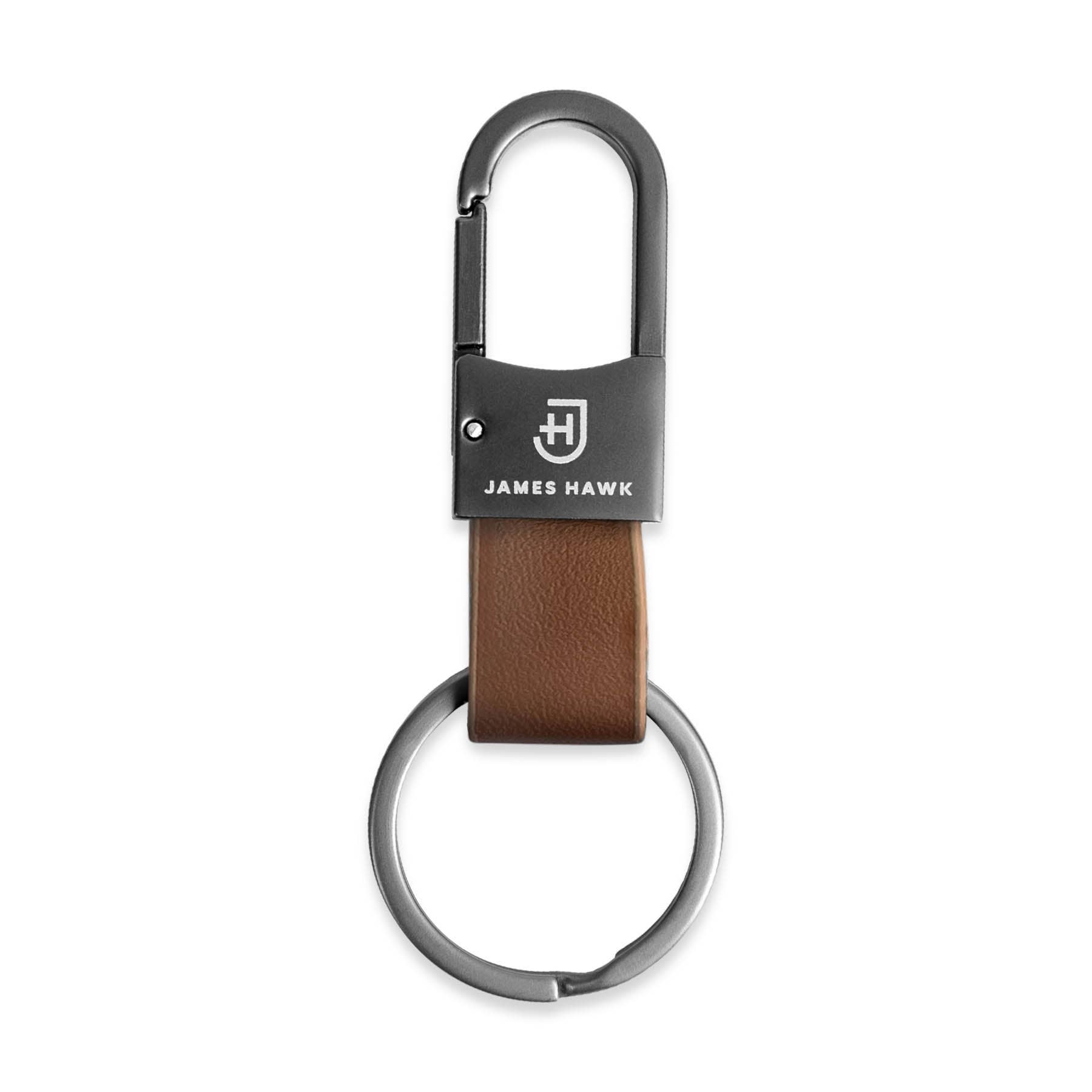 James Hawk - Vente Porte-clés – unisexe - Porte-clés en cuir naturel pour homme avec mousqueton métal gris canon2