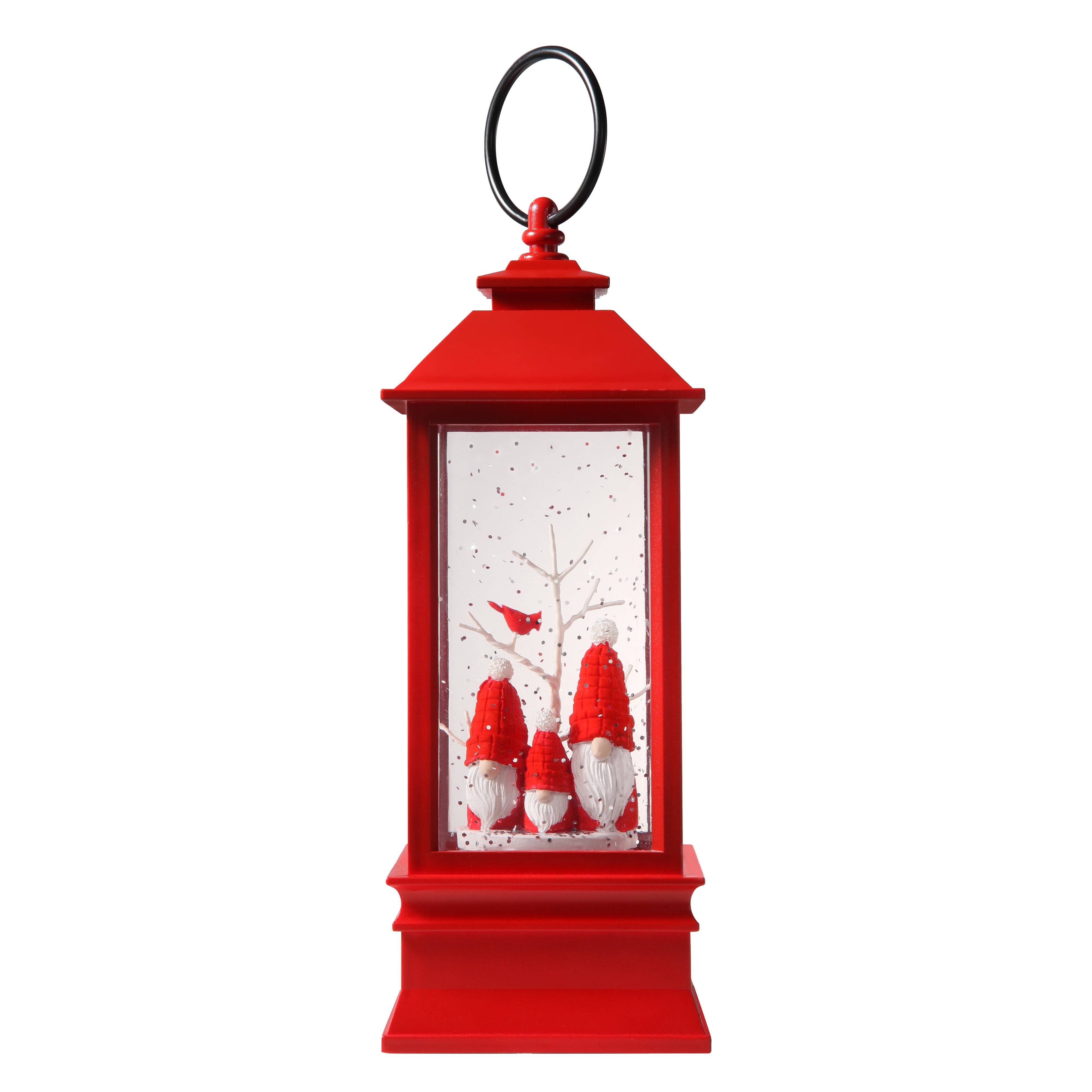 Haute Decor - Vente Lanternes - Lanterne rouge Snowburst™ avec trio de nains2
