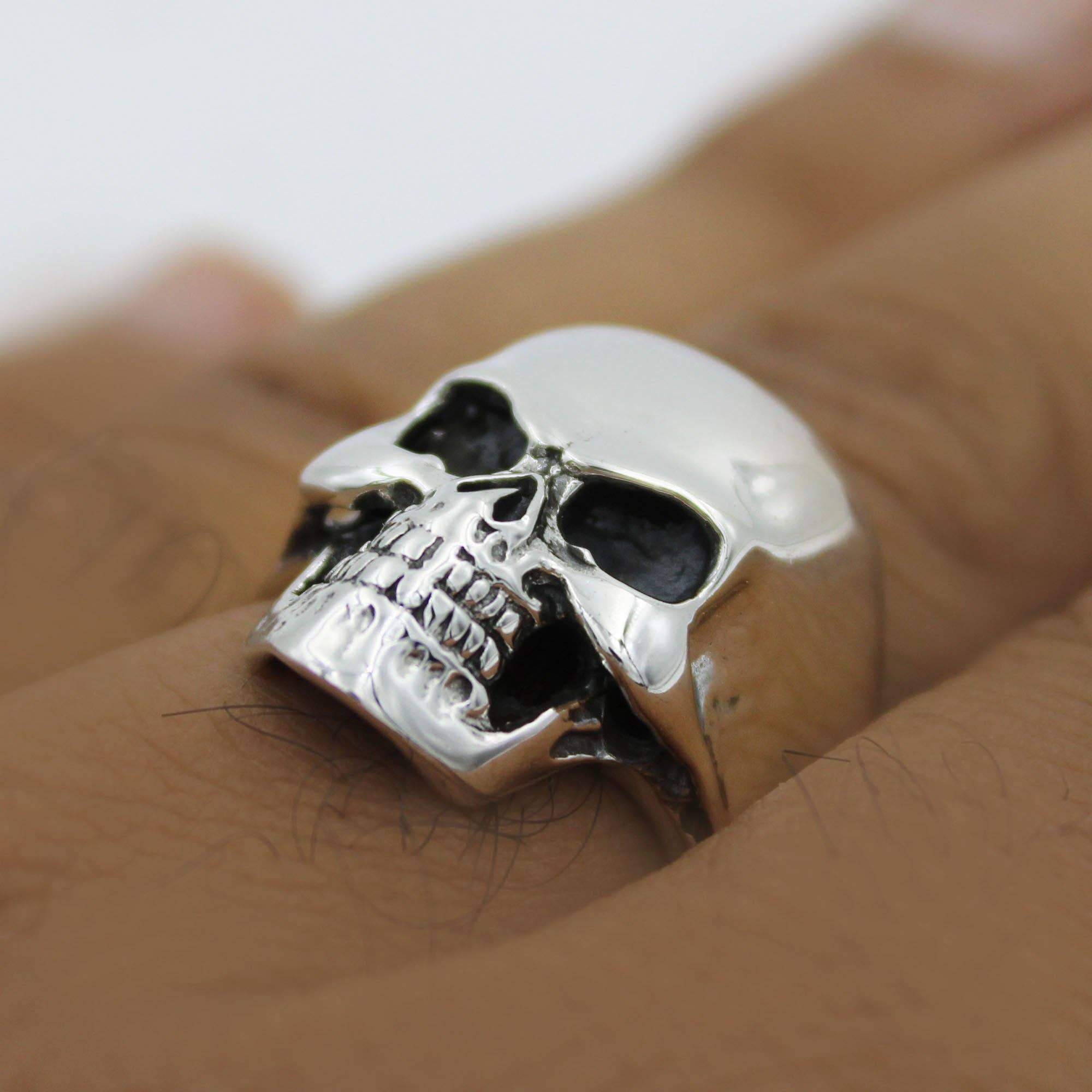 Silvex Jewelry - Wholesale Cocktail/Statement Ring - Gothic Skull Sterling Silver Men Ring - Biker Jewelry5