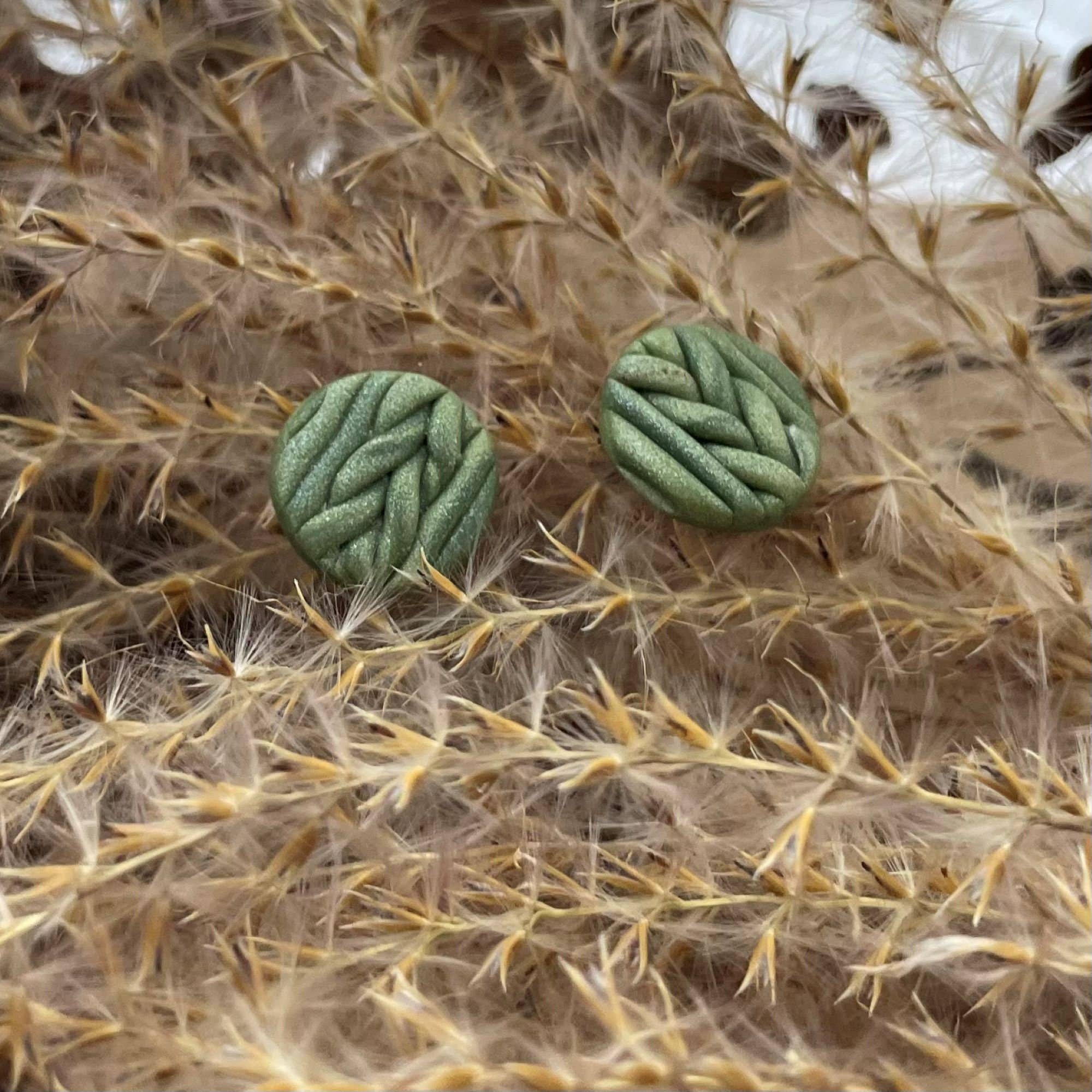 Monty and Mirabelle – wholesale Jewellery set – Dottie / Post Earring Set / Fall Earrings Posts / Knit Pattern / Blue / Green / White / Polymer Clay Jewellry / Sweater Weather9