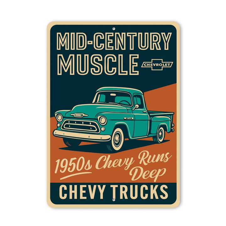 Camion Chevy Muscoli di Metà Secolo Insegna Chevrolet Anni '50 per la vendita all'ingrosso da parte di Lizton Sign Shop, Inc