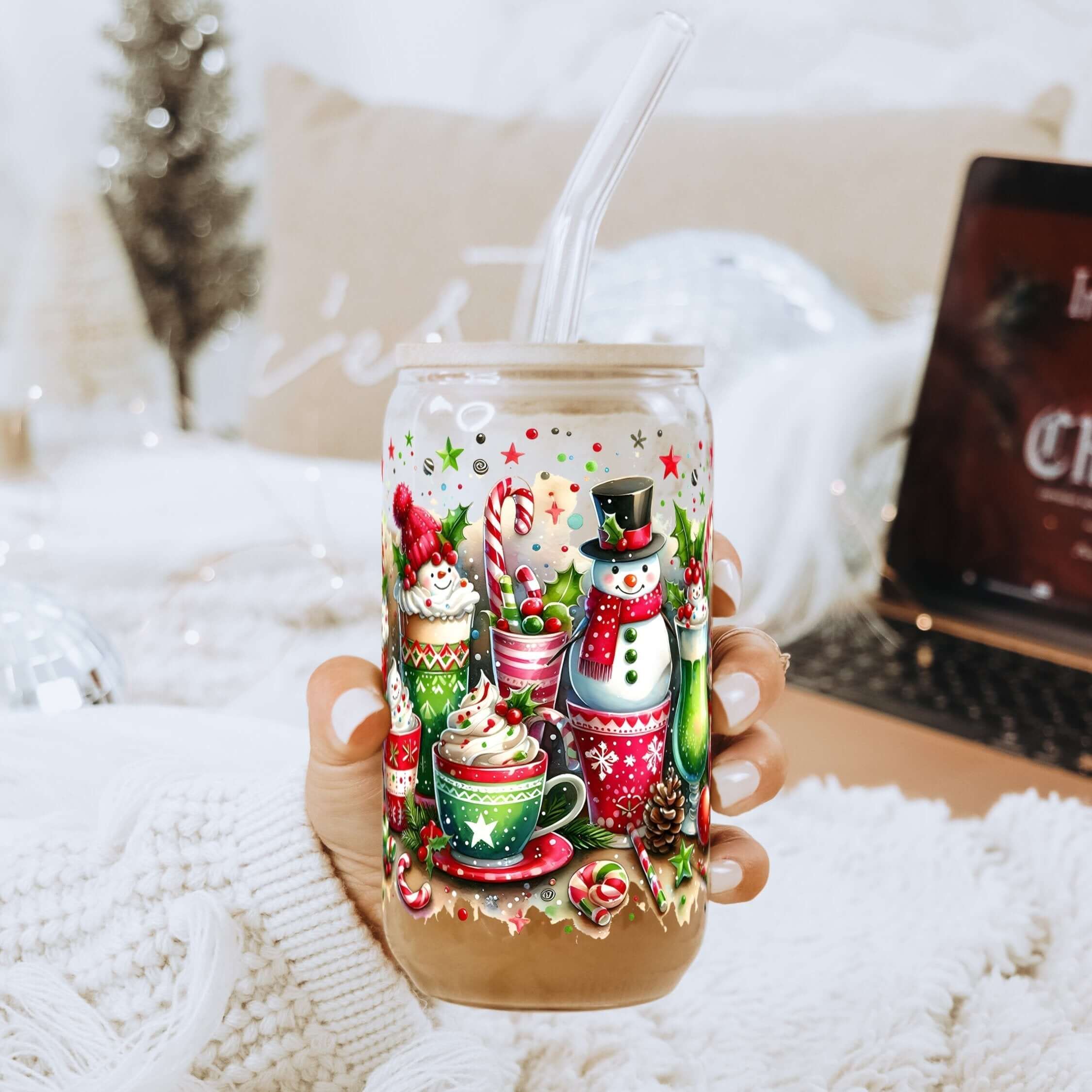 Sip-Sip Hooray! - Vendita all'ingrosso Bicchiere/tazza - Tazza con Coperchio e Cannuccia a Forma di Pupazzo di Neve Festivo1