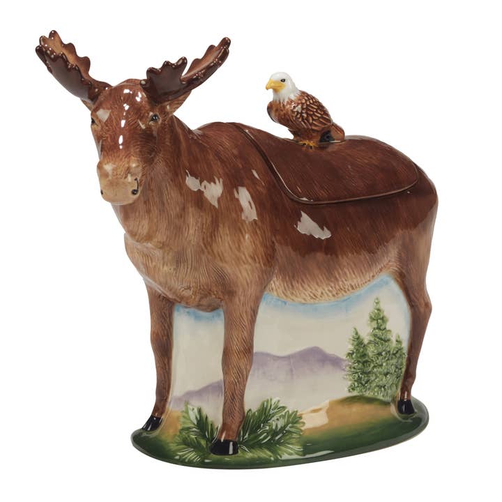 Mountain Summit Fall 3-D Moose Cookie Jar for wholesale by Certified International