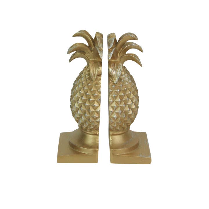 Zeckos - Wholesale Bookend - Elegant Gold Pineapple Bookends 10 Inches High