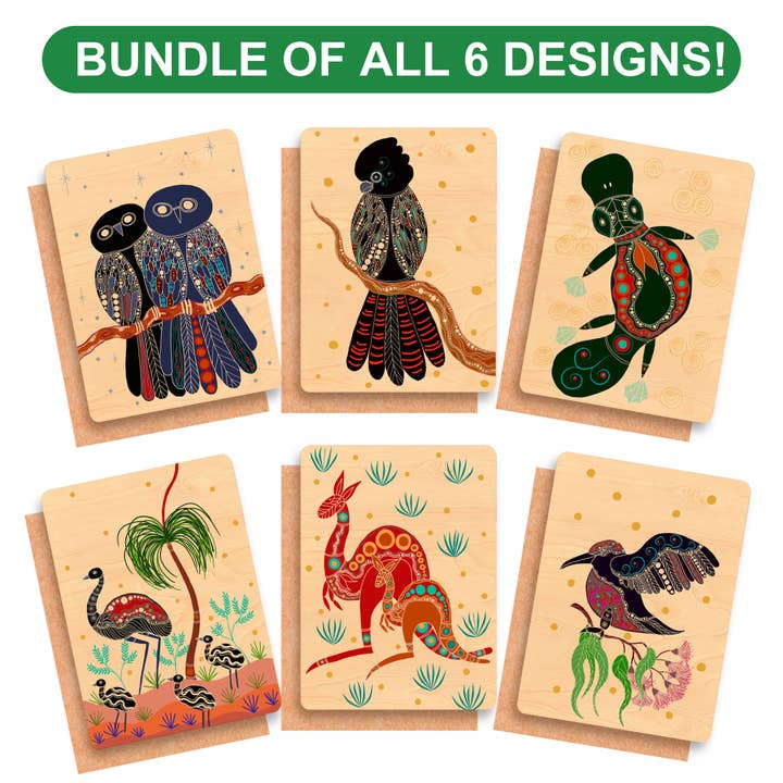 Wood Greeting Card Bundle - 72 Pack - Jigay Collection for wholesale by Greenigo