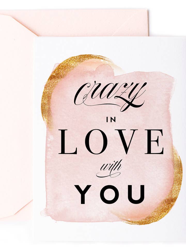Crazy In Love With You - Love or Anniversary Greeting Card for wholesale by Kitty Meow Boutique