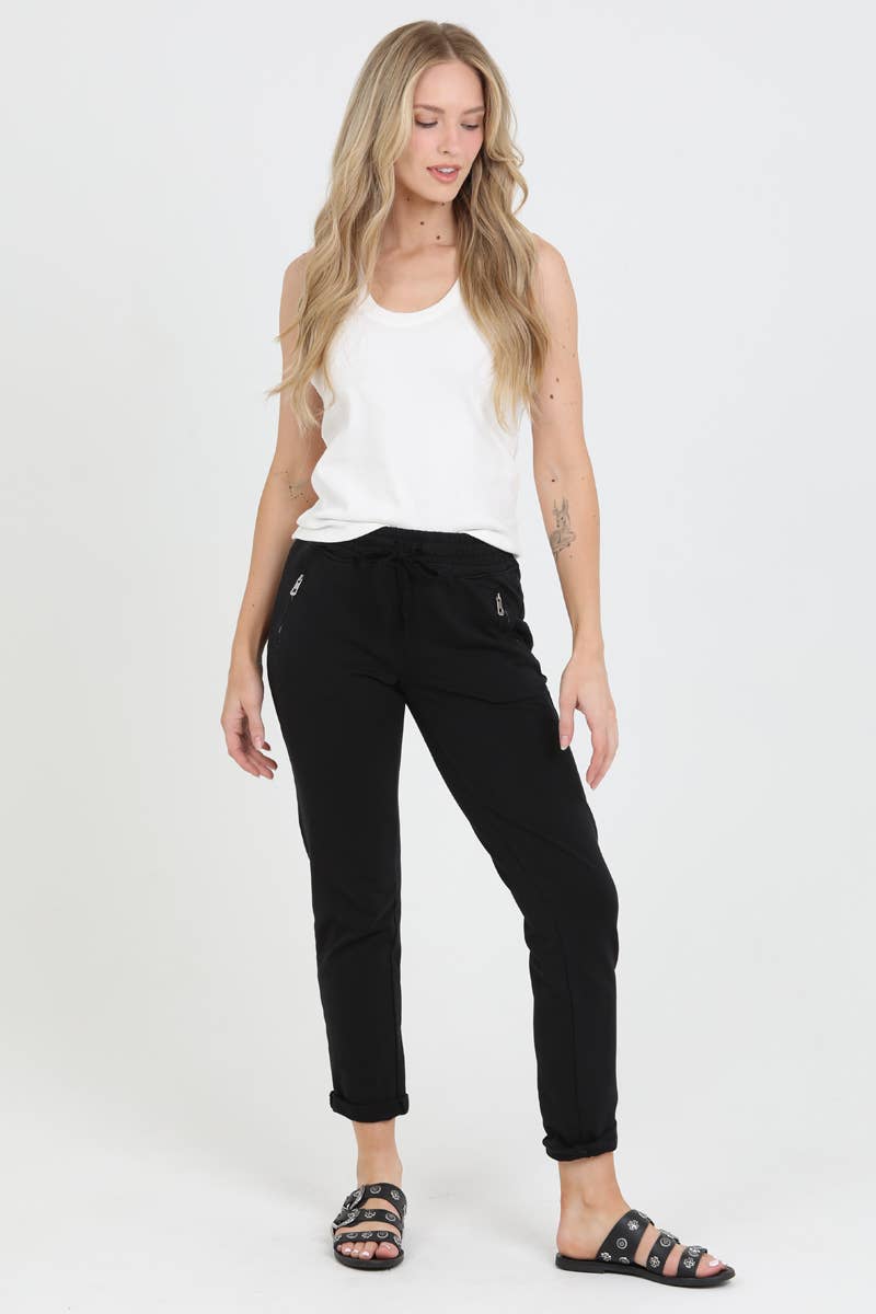 Nostalgia - Wholesale Lounge Sweatpants/Joggers - Women's - NP746-ASIS PULL ON TIE FRONT ZIPPER POCKET FRENCH TERRY JOGG12