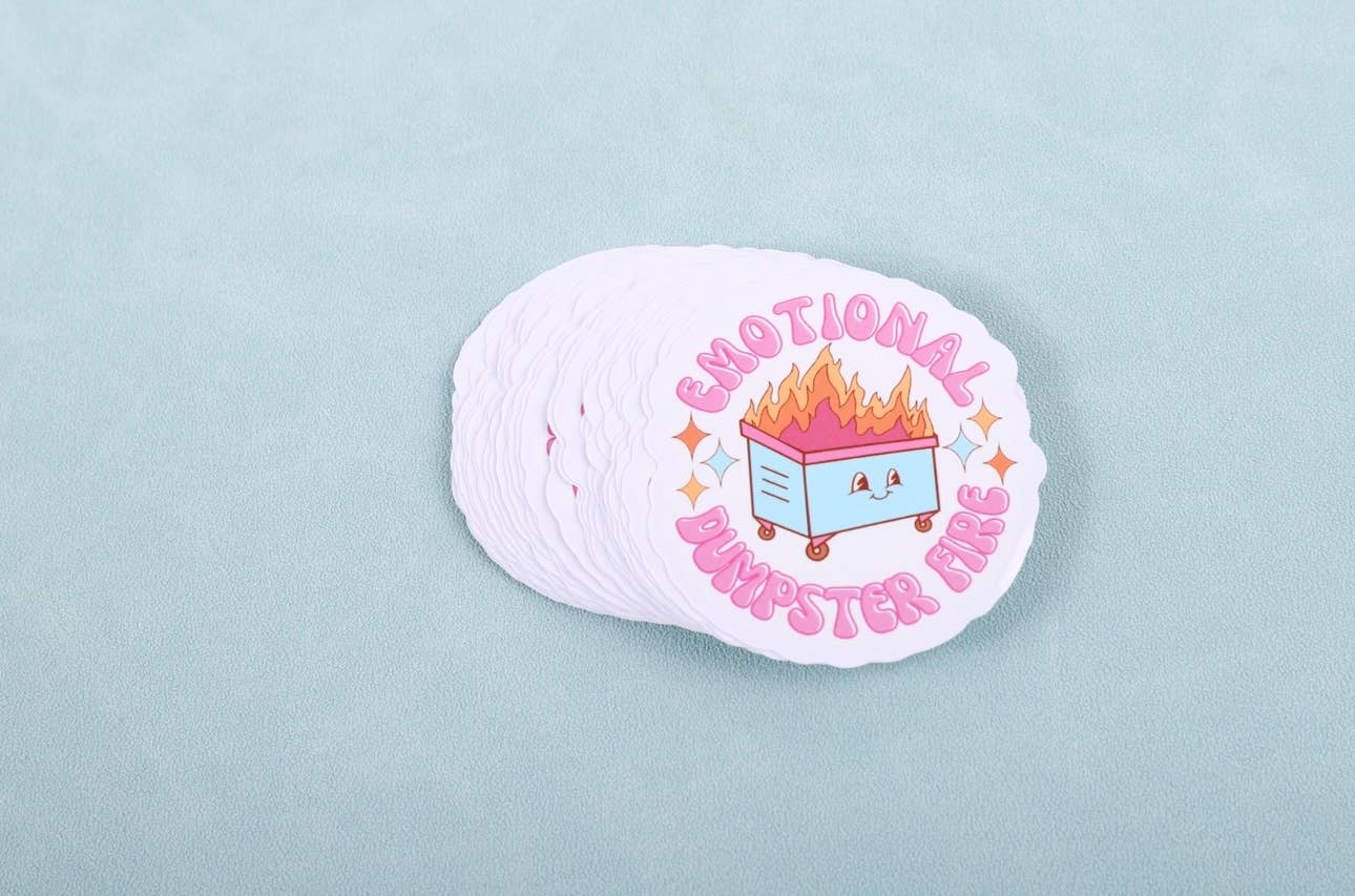 Desi design and chai - Wholesale Sticker - Emotional dumpster fire vinyl sticker