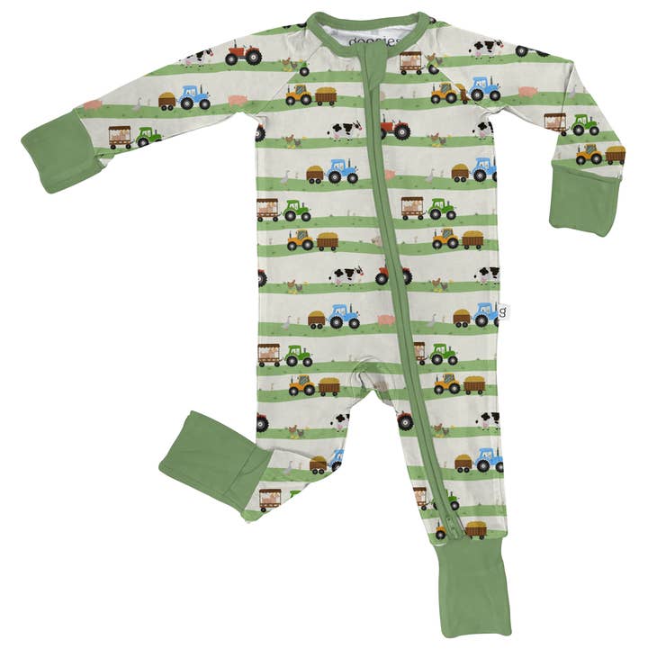 Goosies - Wholesale Sleepsuit - Baby - Farm Stripes - Zip Convertible Pajamas3